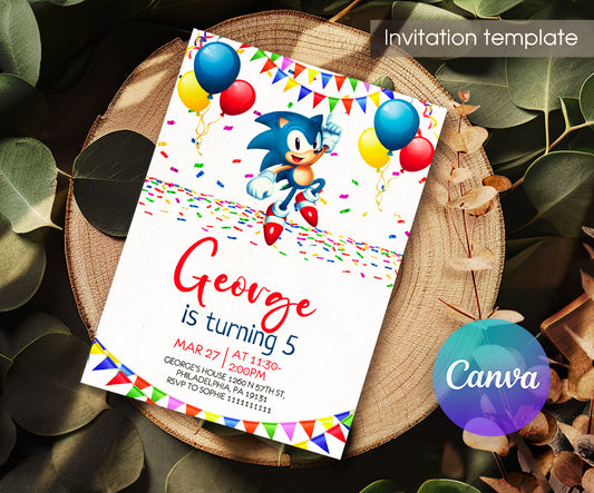 Sonic the Hedgehog customizable invitation template | Share or Print | XE275