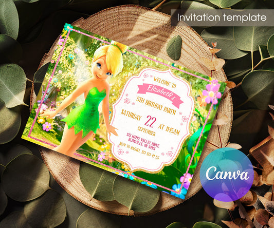 Tinker Bell Fairy Princess customizable invitation template | Share or Print | girl | OB077