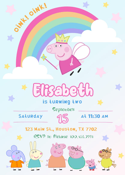 Peppa Pig customizable invitation template | Share or Print | girl | CR436