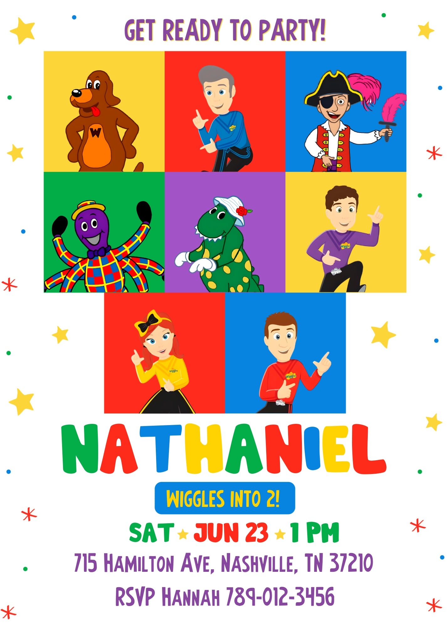 Wiggles One Finger One Thumb customizable invitation template | Share or Print | LL226