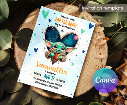 Baby Yoda Grogu Star Wars Mandalorian customizable invitation template | Share or Print | boy | SQ614