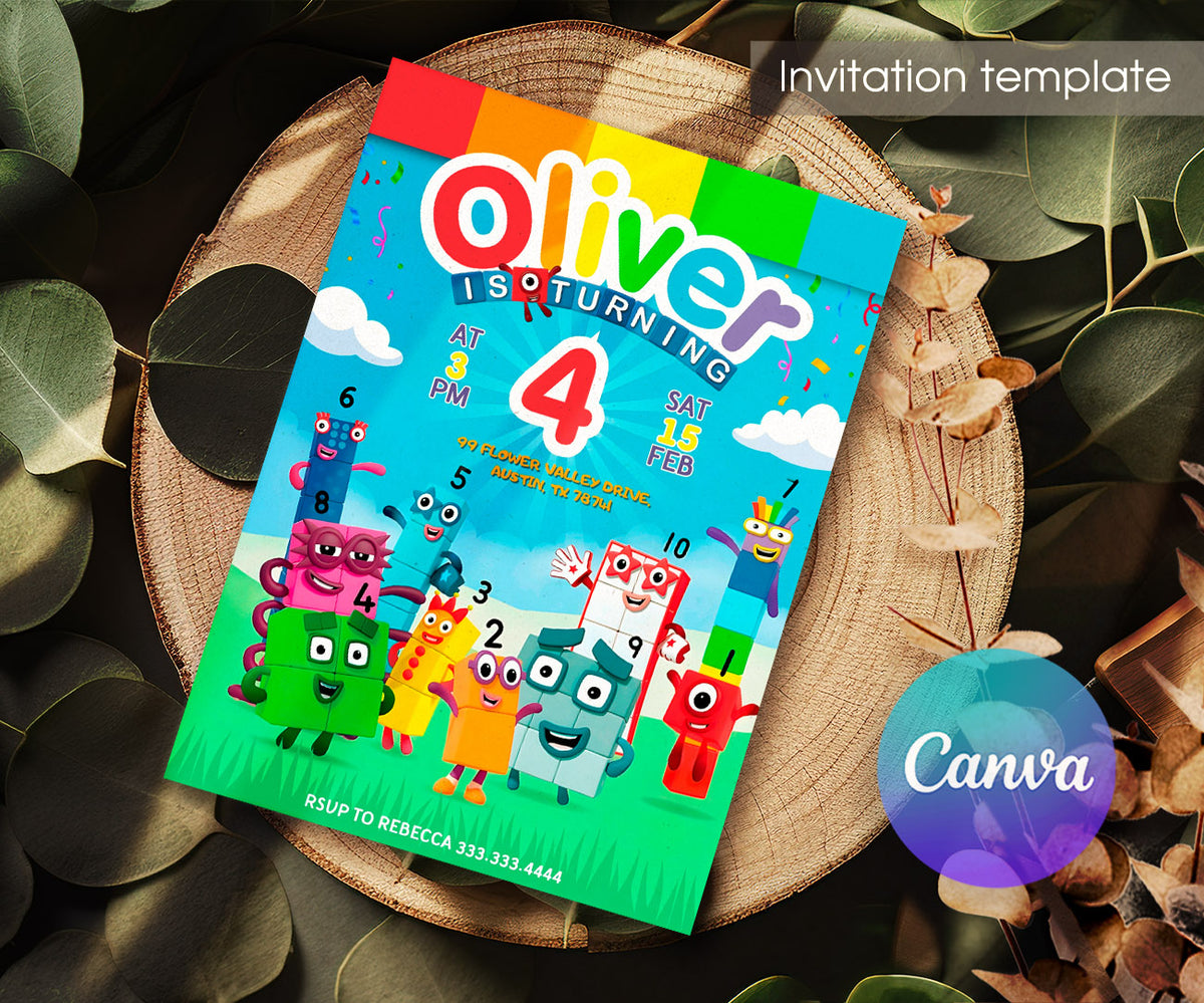 Numberblocks customizable invitation template | Share or Print | CP590