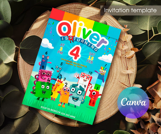 Numberblocks customizable invitation template | Share or Print | CP590