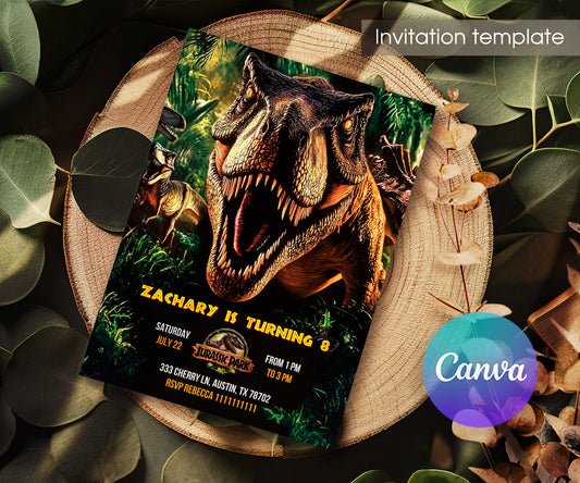 Jurassic World Dinosaur customizable invitation template | Share or Print | XZ783