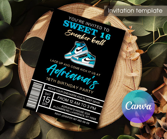 Sneaker Ball Air Jordan Nike customizable invitation template | Share or Print | XN331