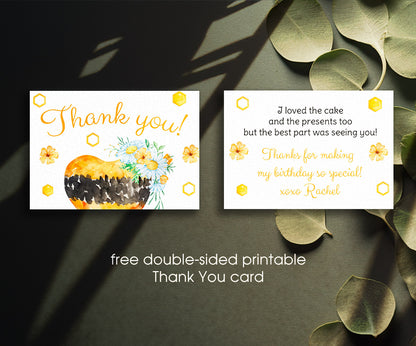 1st Bee Day Party customizable invitation template | Share or Print | PX767