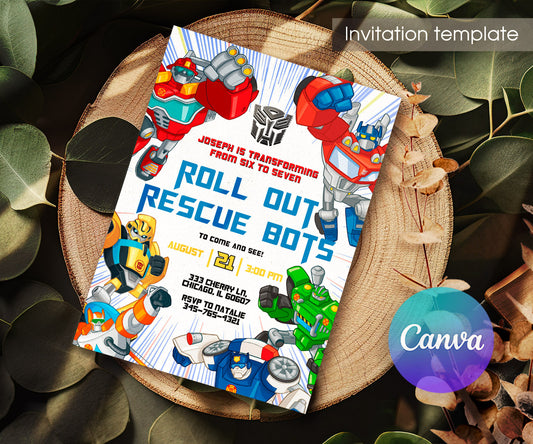 Transformers Rescue Bots customizable invitation template | Share or Print | boy | JC442