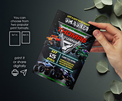 Monster Jam  Monster Truck customizable invitation template | Share or Print | boy | WT371