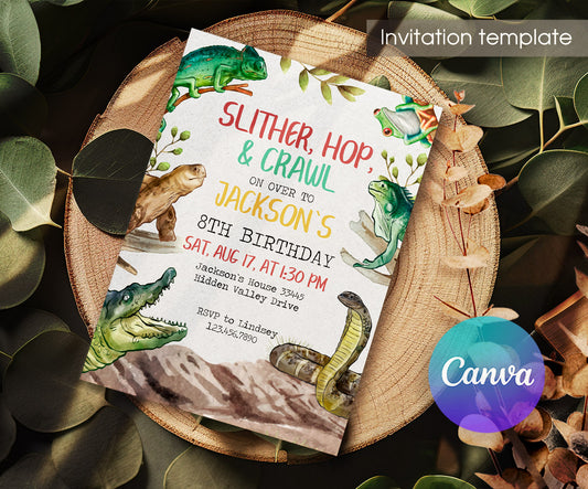 Reptile Lizard Snake customizable invitation template | Share or Print | VK904