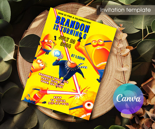 Despicable Me Minions customizable invitation template | Share or Print | WV417