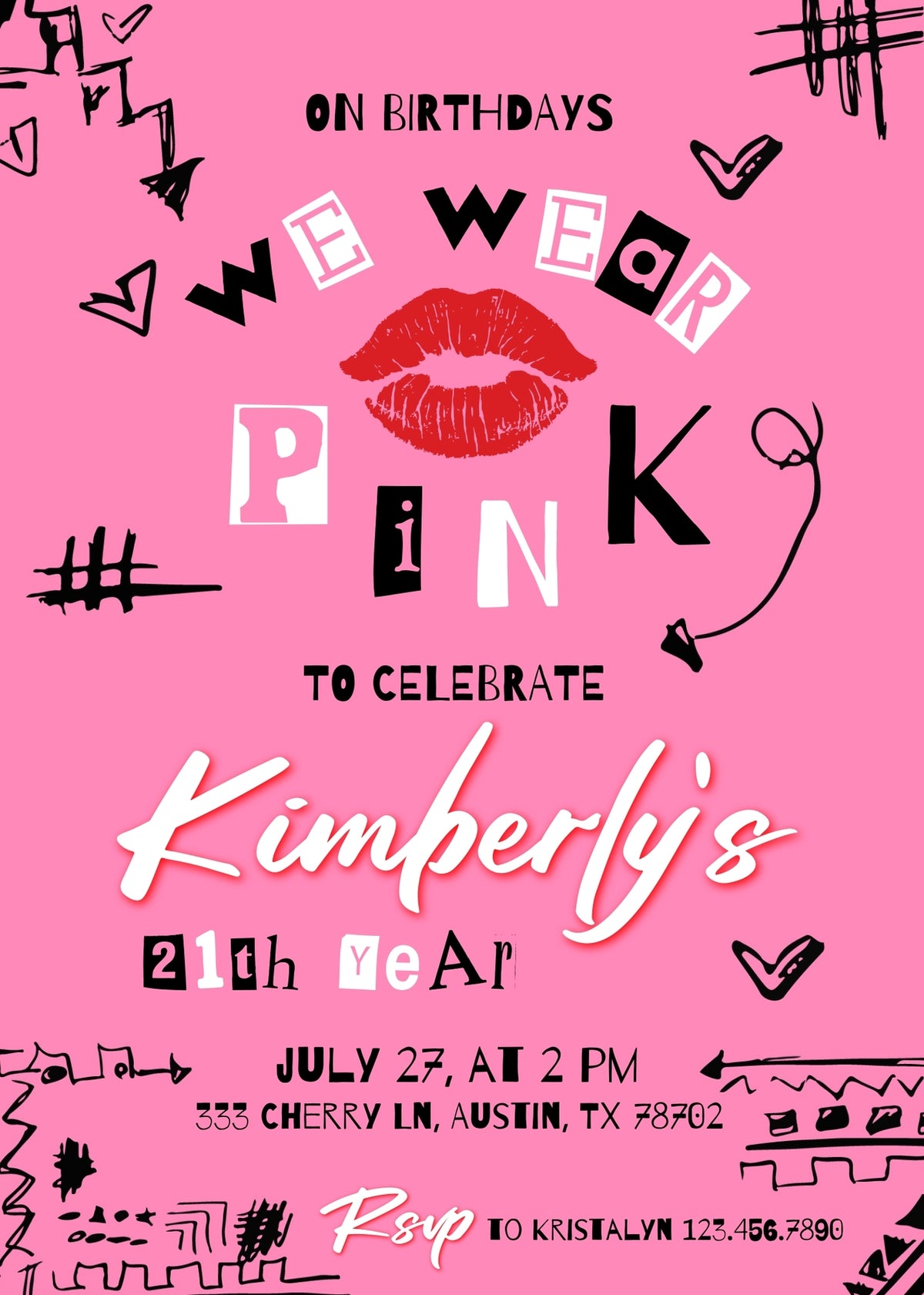 Mean Girls customizable invitation template | Share or Print | girl | HS962