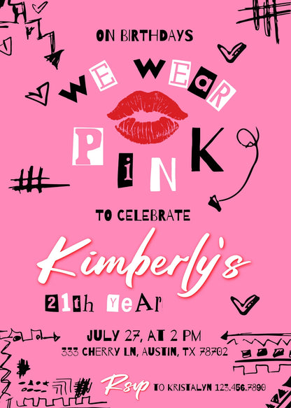 Mean Girls customizable invitation template | Share or Print | girl | HS962