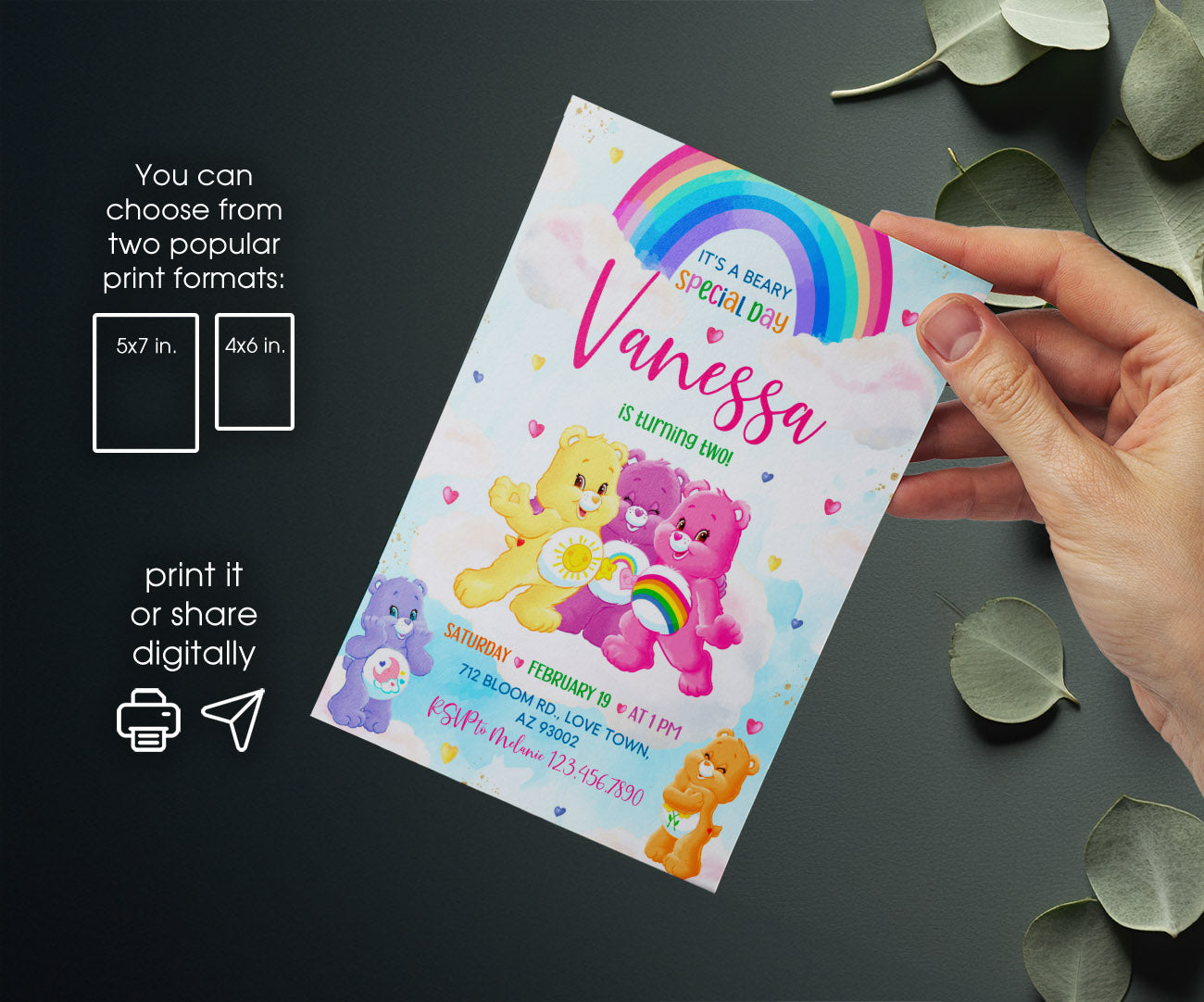 Care Bears customizable invitation template | Share or Print | KV810