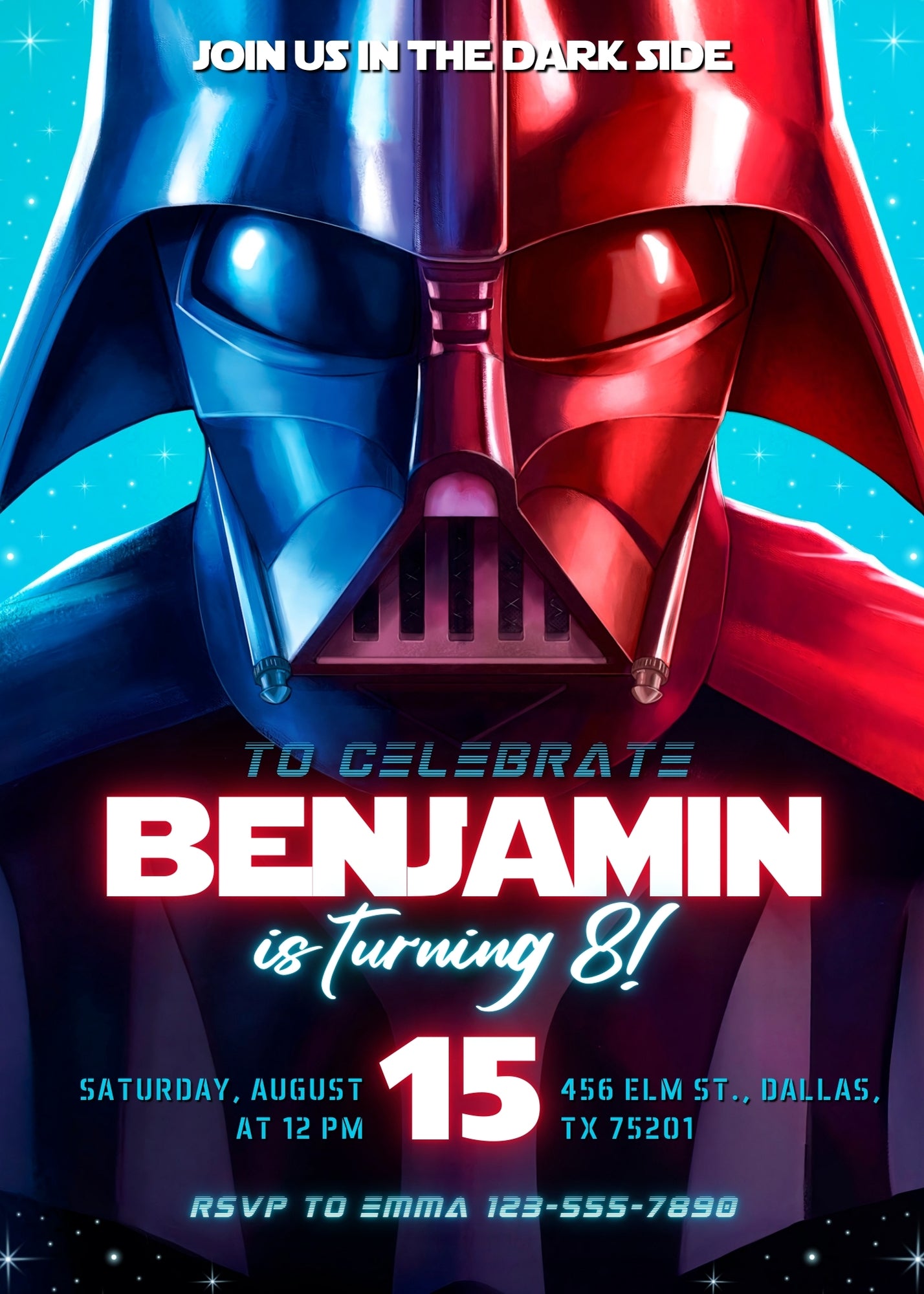 Star Wars Darth Vader customizable invitation template | Share or Print | boy | JL231