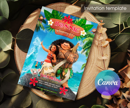 Moana Princess customizable invitation template | Share or Print | girl | SC786