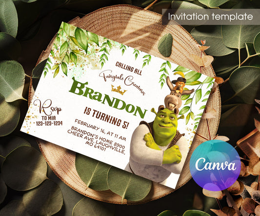 Shrek customizable invitation template | Share or Print | LY016