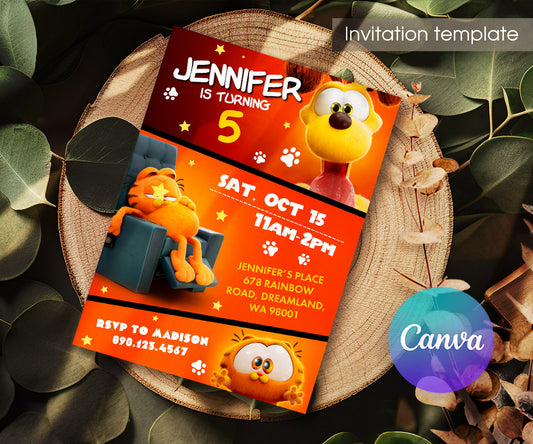 Garfield Orange Cat customizable invitation template | Share or Print | boy | TC094