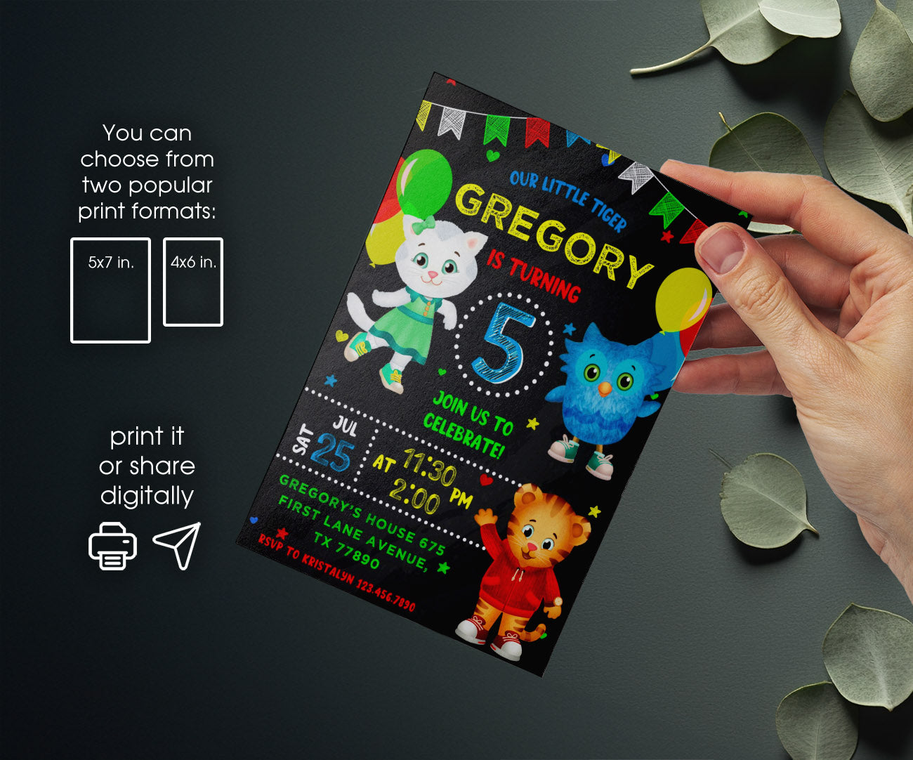 Daniel Tiger's Neighborhood customizable invitation template | Share or Print | RU576