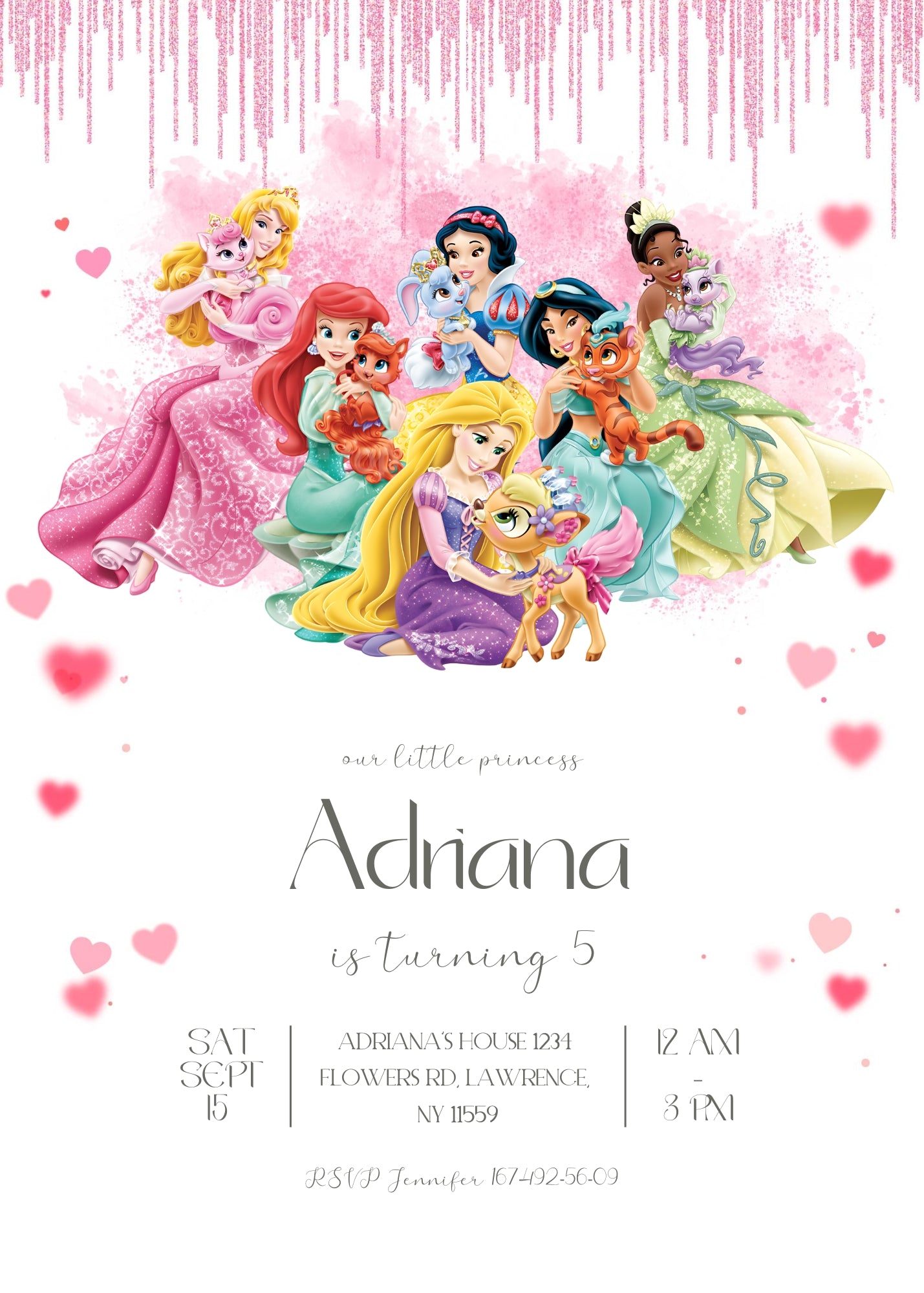 Disney Princess customizable invitation template | Share or Print | girl | DW422