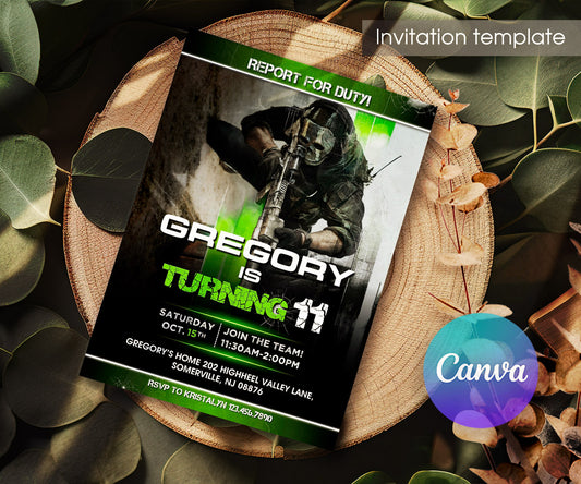 Call of Duty Gamer customizable invitation template | Share or Print | boy | YH900