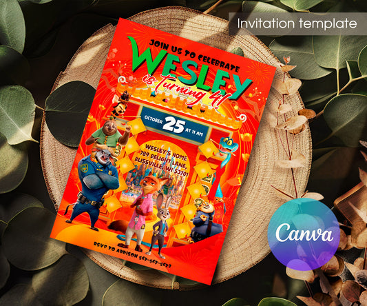 Zootopia 2 customizable invitation template | Share or Print | WF500