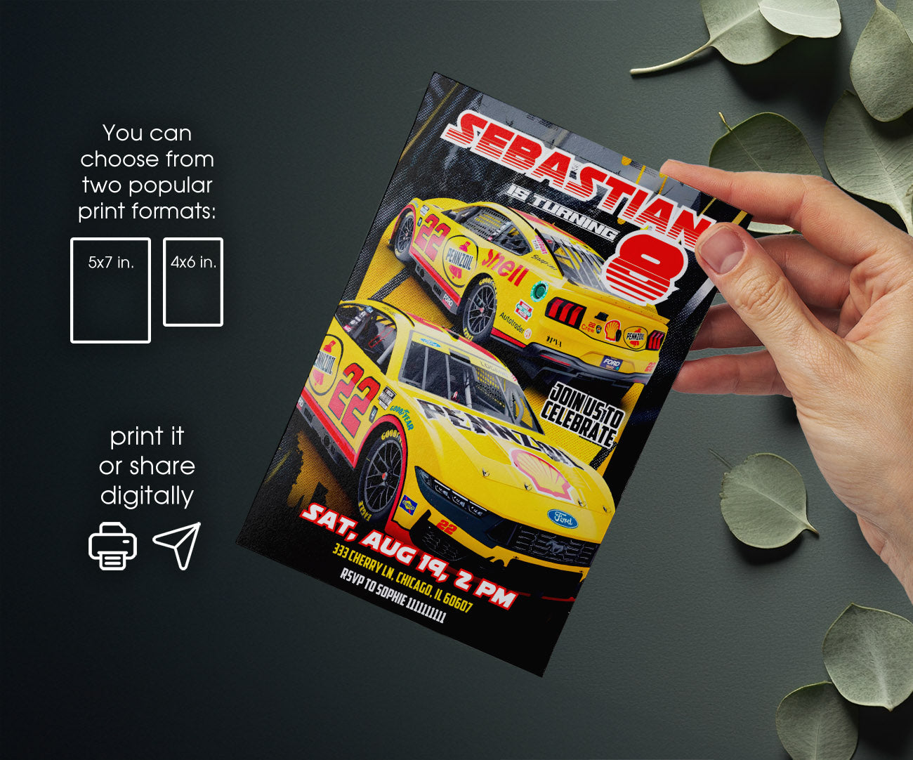 Nascar Racing Ricky Bobby customizable invitation template | Share or Print | boy | FZ750