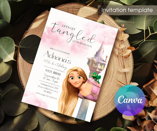 Rapunzel Princess Tangled customizable invitation template | Share or Print | girl | ET857