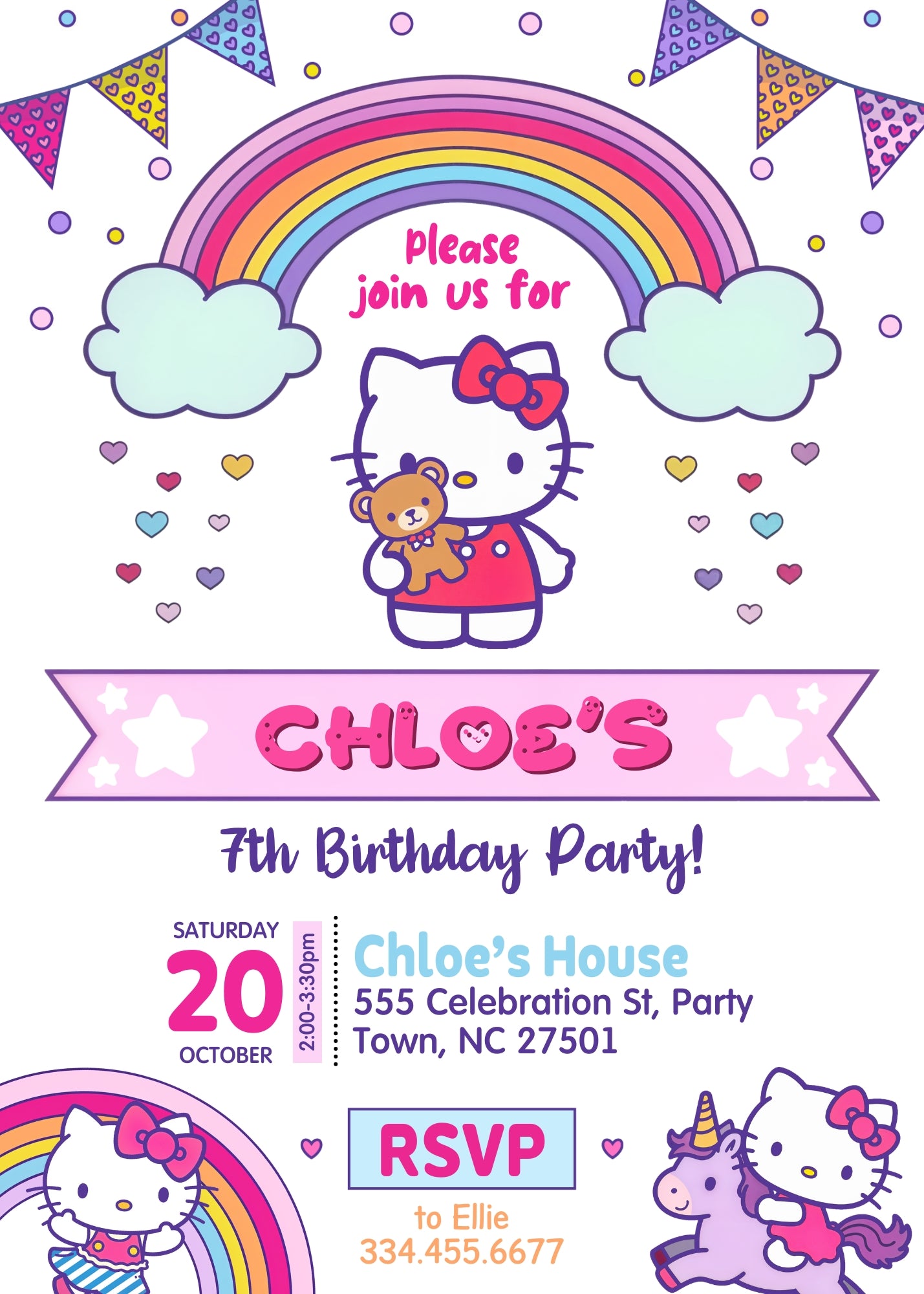 Hello Kitty Sanrio customizable invitation template | Share or Print | QF847