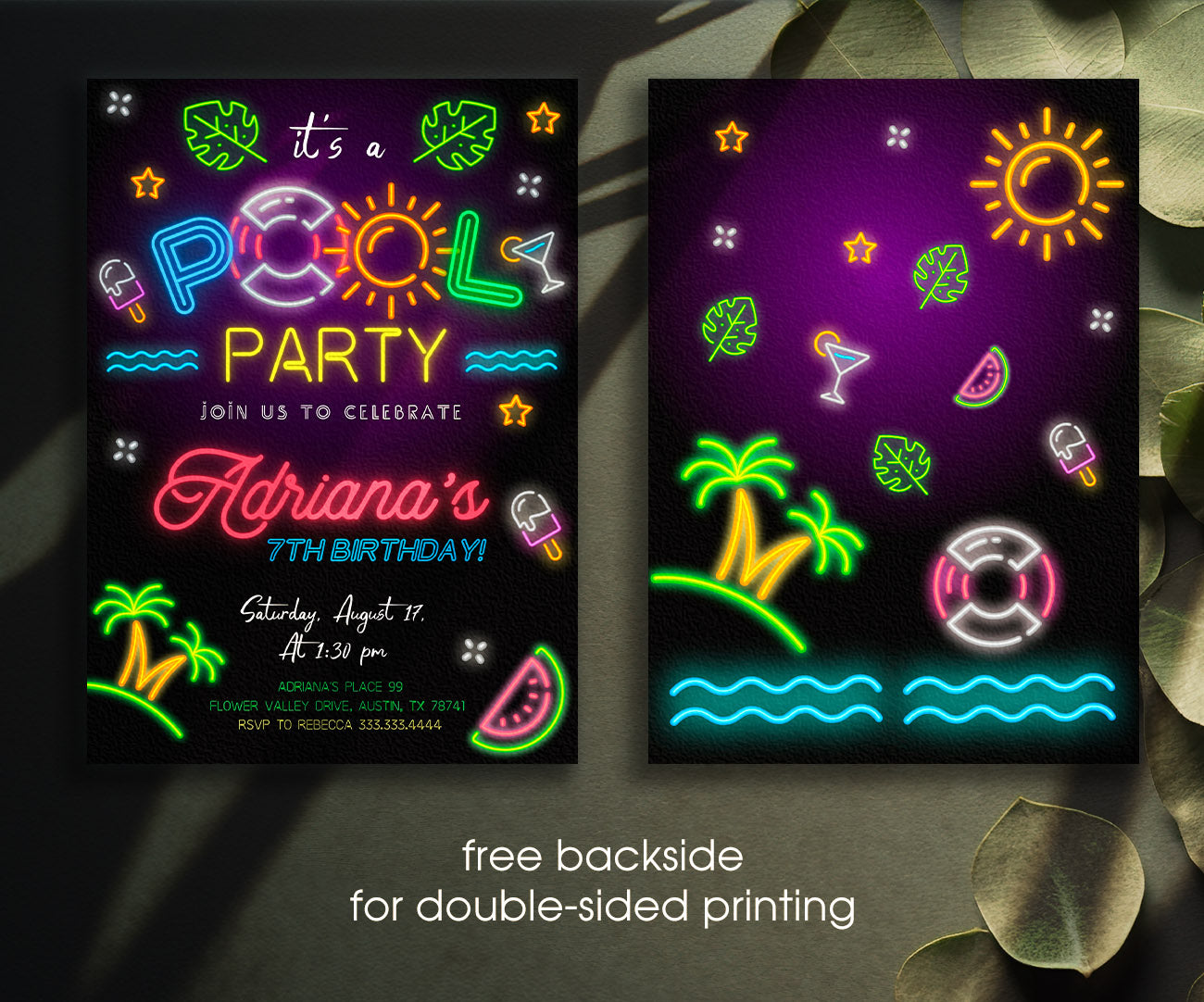Pool Party customizable invitation template | Share or Print | girl | HQ907