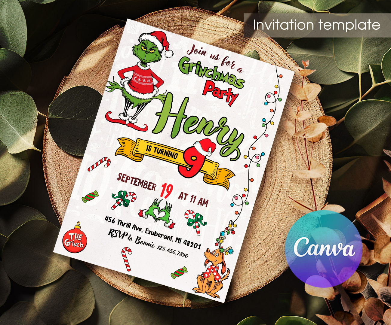The Grinch  Merry Grinchmas customizable invitation template | Share or Print | UO835