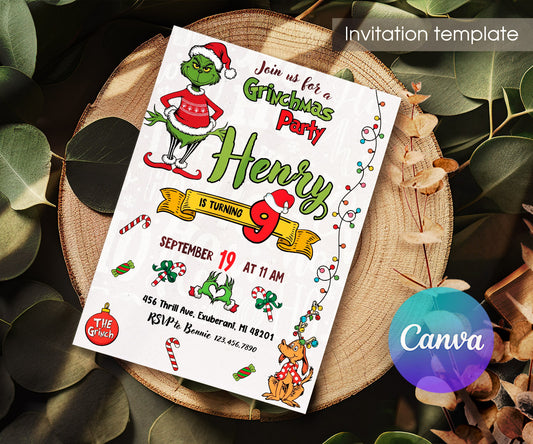 The Grinch  Merry Grinchmas customizable invitation template | Share or Print | UO835