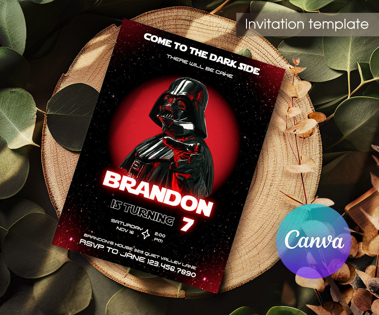 Star Wars Darth Vader customizable invitation template | Share or Print | boy | GE404