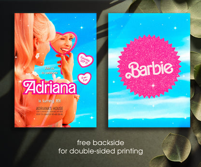 Barbie Pink customizable invitation template | Share or Print | girl | HJ534