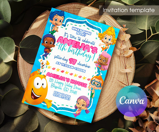 Bubble Guppies customizable invitation template | Share or Print | BP861