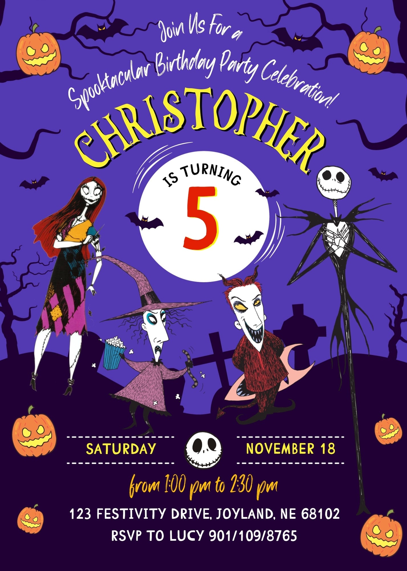The Nightmare Before Christmas Halloween customizable invitation template | Share or Print | SQ214