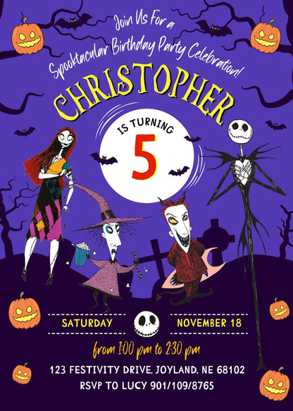The Nightmare Before Christmas Halloween customizable invitation template | Share or Print | SQ214