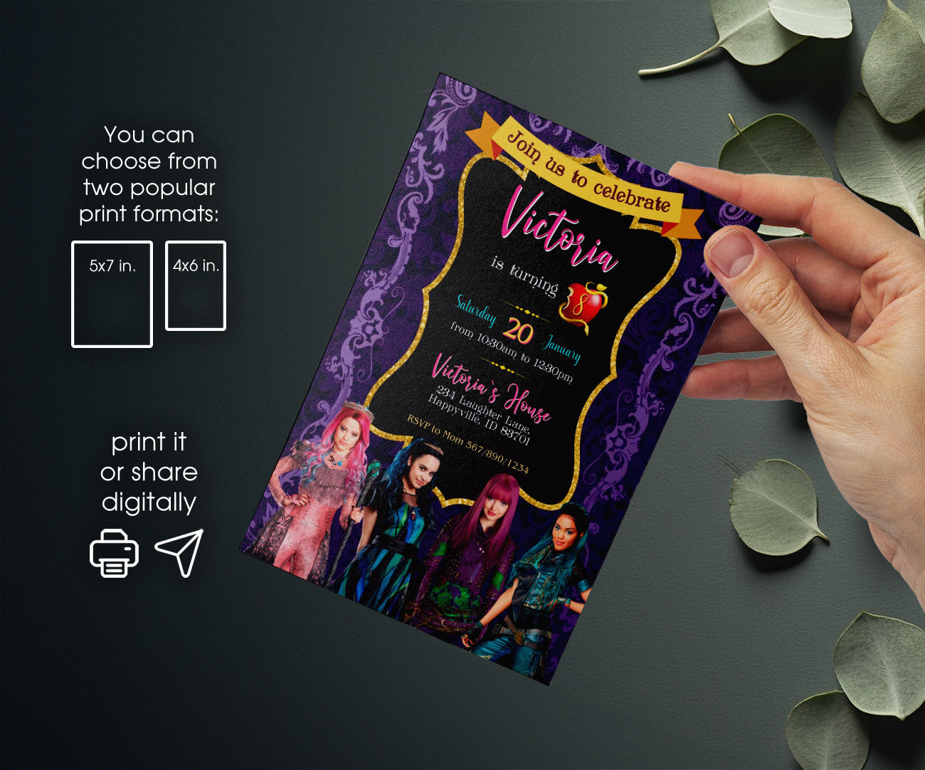 Descendants Disney customizable invitation template | Share or Print | SE569