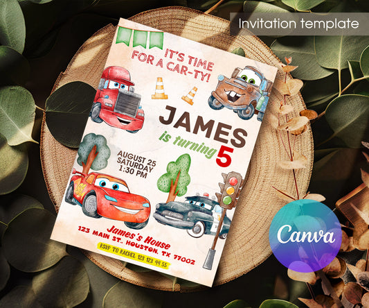 Cars Lightning McQueen customizable invitation template | Share or Print | boy | NP111