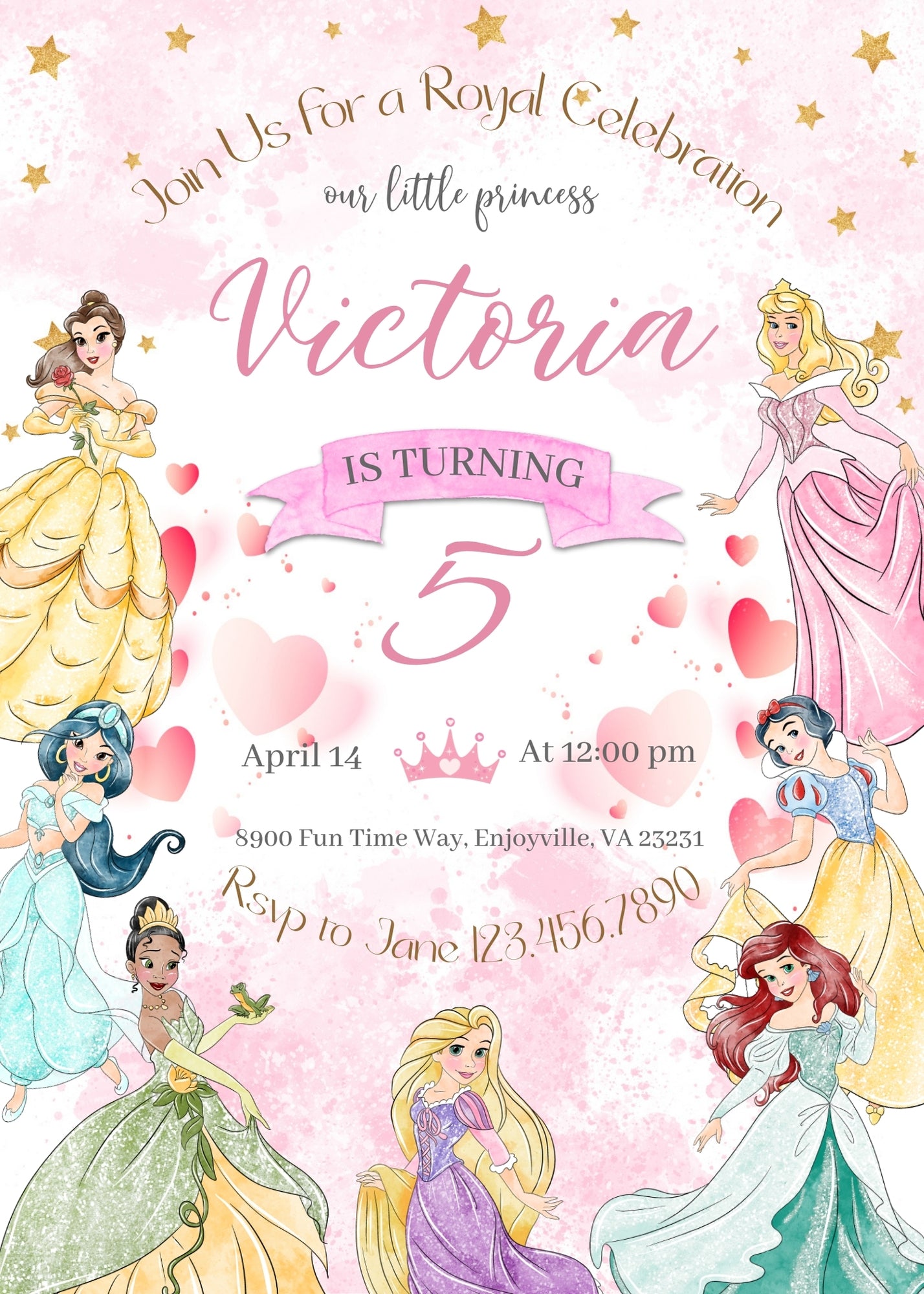 Disney Princess customizable invitation template | Share or Print | girl | BM173