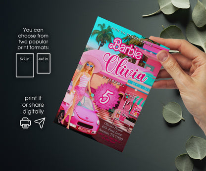 Barbie Pink customizable invitation template | Share or Print | girl | WR712