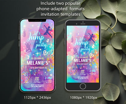 Trampoline Jump Party customizable invitation template | Share or Print | QE200