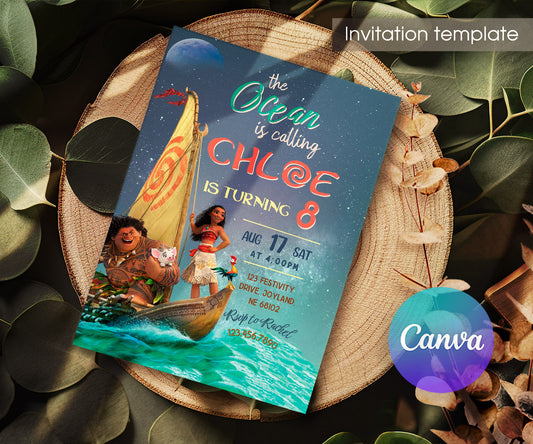 Moana Princess customizable invitation template | Share or Print | girl | TI196