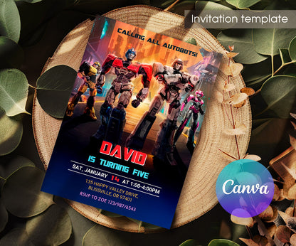 Transformers One Rescue Bots customizable invitation template | Share or Print | boy | SY631