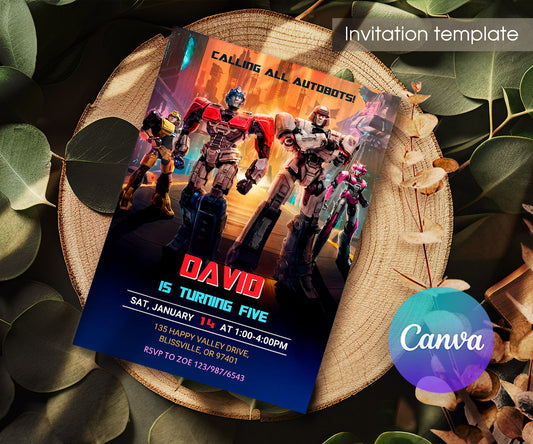 Transformers One Rescue Bots customizable invitation template | Share or Print | boy | SY631