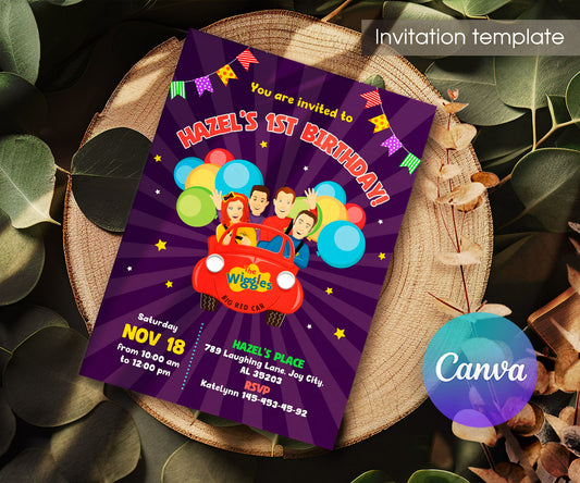 Wiggles One Finger One Thumb customizable invitation template | Share or Print | BI680