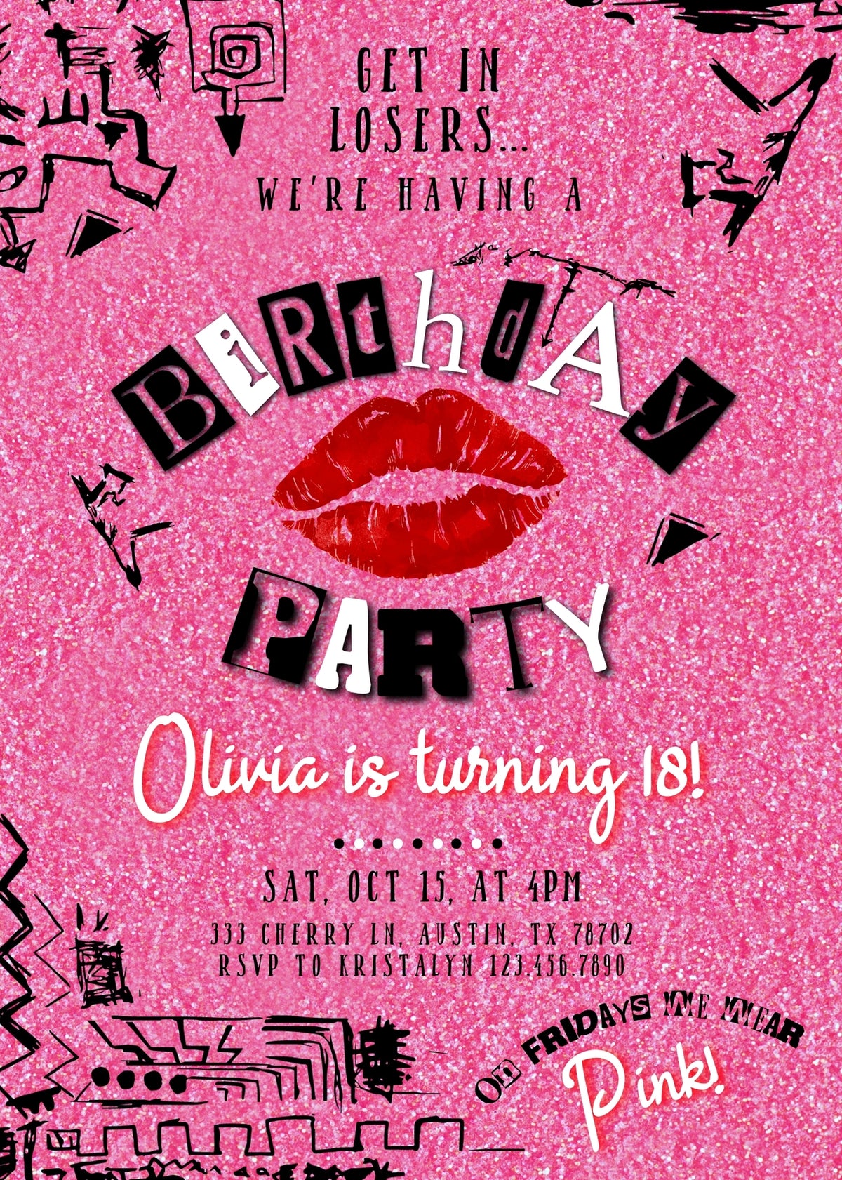 Mean Girls customizable invitation template | Share or Print | girl | SM524