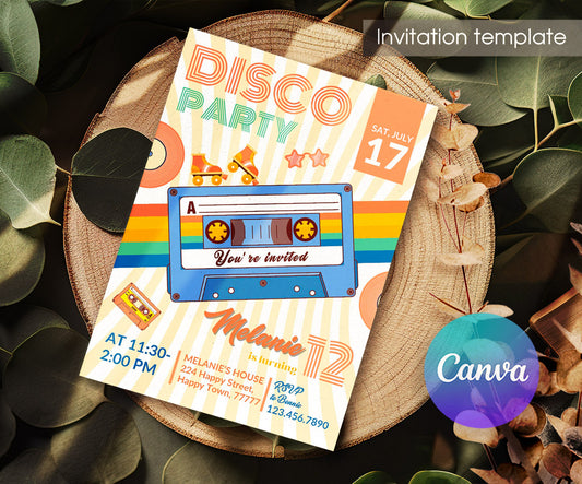 Disco Party 80th 90th customizable invitation template | Share or Print | YQ686