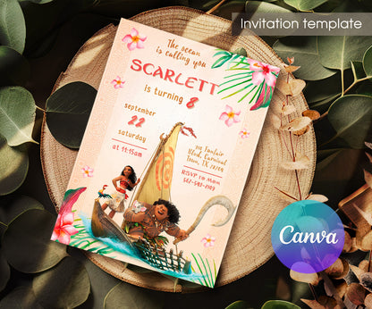 Moana Princess customizable invitation template | Share or Print | girl | VZ178