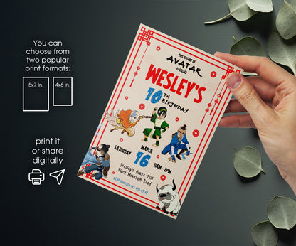 Avatar The Last Airbender customizable invitation template | Share or Print | LQ035