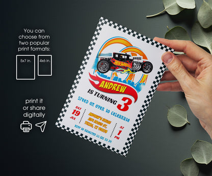 Hot Wheels Racing customizable invitation template | Share or Print | boy | VC942
